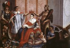 Oil painting represents the coronation of Agustín de Iturbide (1783-1824), soldier, politician an…