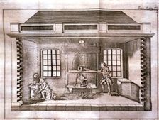 Oil press, etching, 1754