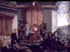 Oil representing the coronation of Agustín de Iturbide (1783-1824). Mexican military, politician …