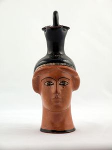 Oinochoe (Pitcher) in the Shape of a Female Head, about 450 BCE. Creator: Canessa Class