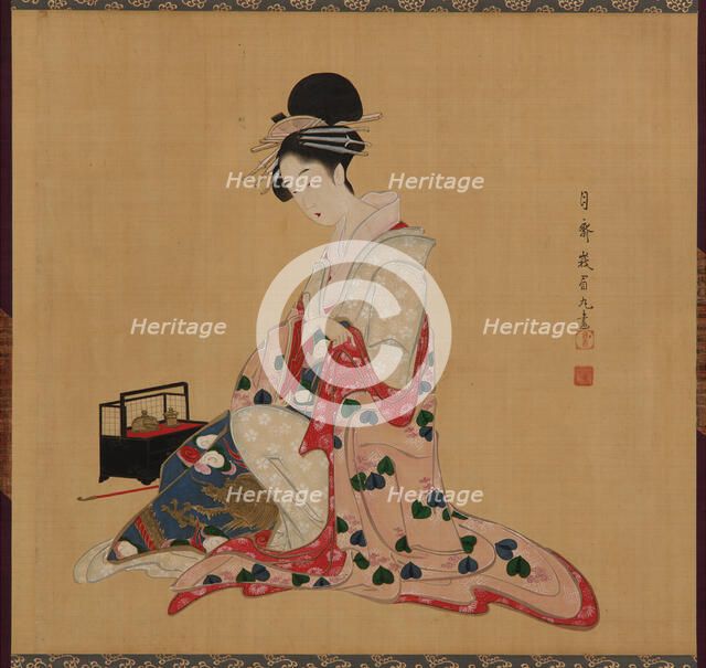 Oiran, Edo period, early-mid 19th century. Creator: Numata Gessai.