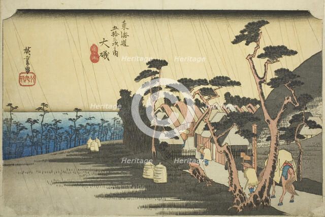 Oiso: Tora's Rain (Oiso, Tora ga ame), from the series "Fifty-three Stations of the..., c. 1833/34. Creator: Ando Hiroshige.