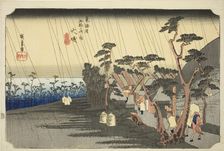 Oiso: Tora's Rain (Oiso, Tora ga ame), from the series "Fifty-three Stations of the..., c. 1833/34. Creator: Ando Hiroshige