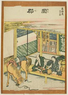 Okabe, from the series "Fifty-three Stations of the Tokaido (Tokaido gojusan tsugi)", Japan, c.1806. Creator: Hokusai