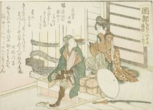 Okabe, from an untitled series of the fifty-three stations of the Tokaido, Japan, c. 1804. Creator: Hokusai