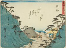 Okabe: View of Mount Utsu (Okabe, Utsunoyama no zu), from the series "Fifty-three..., c. 1837/42. Creator: Ando Hiroshige