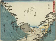 Okabe: View of Mount Utsu (Okabe, Utsunoyama no zu), from the series "Fifty-three..., c. 1837/42. Creator: Ando Hiroshige