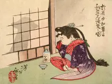 Okame Laughing at the Shadow of a Mushroom, 1882. Creator: Tsukioka Yoshitoshi