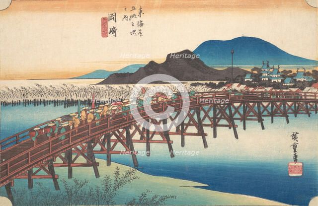 Okazaki, Tenshin no Hashi, ca. 1834., ca. 1834. Creator: Ando Hiroshige.