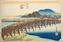 Okazaki: Yahagi Bridge (Okazaki, Yahagi no hashi), from the series "Fifty-three..., c. 1833/34. Creator: Ando Hiroshige