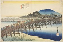 Okazaki: Yahagi Bridge (Okazaki, Yahagi no hashi), from the series "Fifty-three..., c. 1833/34. Creator: Ando Hiroshige