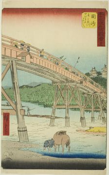 Okazaki: Yahagi Bridge on the Yahagi River (Okazaki, Yahagigawa Yahagi no hashi), no. 39 f..., 1855. Creator: Ando Hiroshige