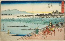Okazaki: Yahagi River (Okazaki, Yahagigawa)—No. 39, from the series "Fifty-three..., c. 1847/52. Creator: Ando Hiroshige