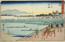 Okazaki: Yahagi River (Okazaki, Yahagigawa)—No. 39, from the series "Fifty-three..., c. 1847/52. Creator: Ando Hiroshige