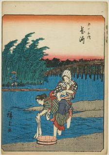 Okazaki, from the series "Fifty-three Stations [of the Tokaido] (Gojusan tsugi)," also...,1852. Creator: Ando Hiroshige