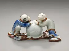 Okimono in the Form of Two Chinese Boys with a Snowball, 19th century. Creator: Unknown