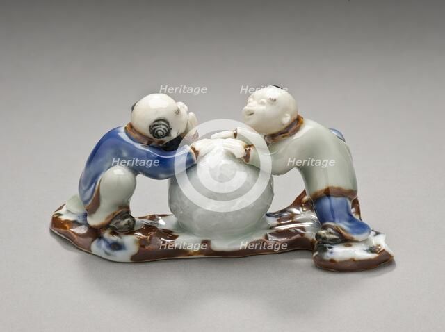 Okimono in the Form of Two Chinese Boys with a Snowball, 19th century. Creator: Unknown.
