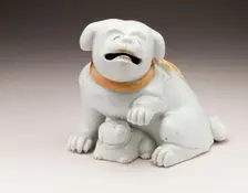 Okimono in the Form of a Dog with Ruffled Collar and a Puppy, 19th century. Creator: Unknown