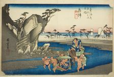 Okitsu: The Okitsu River (Okitsu, Okitsugawa), from the series "Fifty-three.., c. 1833/34. Creator: Ando Hiroshige