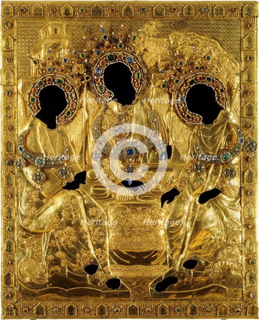 Oklad Cover for the Holy Trinity icon by Andrei Rublev, 1600-1625. Artist: Ancient Russian Art  