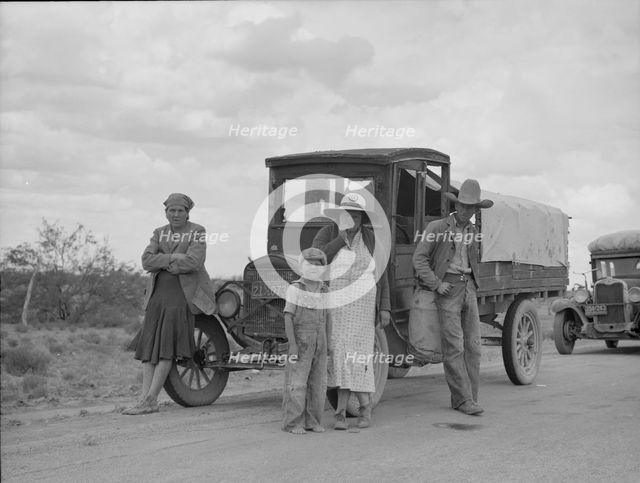 Oklahoma drought refugees stalled on highway near Lordsburg, New Mexico, 1937. Creator: Dorothea Lange.