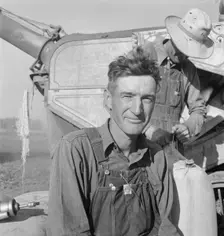 Oklahoman, worked three years as farm laborer..., near Ontario, Malheur County, Oregon, 1939. Creator: Dorothea Lange
