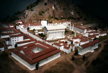 Olympia. Model of the Sacred Site in Greece with Temples and stadium beyond, c20th century.