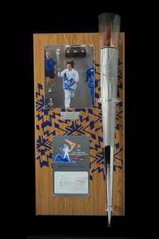 Olympic torch carried by Sally Ride, 2002. Creator: Unknown