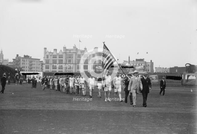 Olympic athletes coming on field, 1912. Creator: Bain News Service.