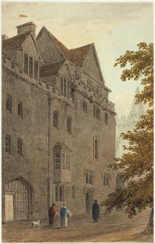 Old Magdalen Hall from the Gravel Walk Burnt Down A.D., 1815/16. Creator: Frederick Mackenzie
