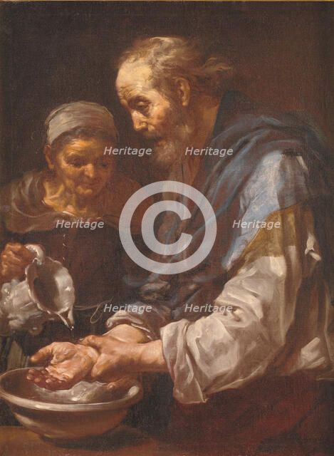 Old Man washing his Hands. (Allegory of "Water"), 1648-1651. Creator: Bernhard Keil.