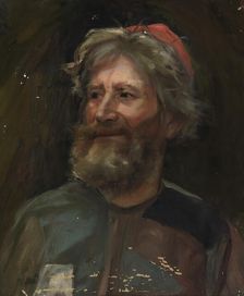 Old Man Wearing a Red Cap, sketch for the painting Fairy Tale Princess, c1895-1896. Creator: Torsten Wasastjerna