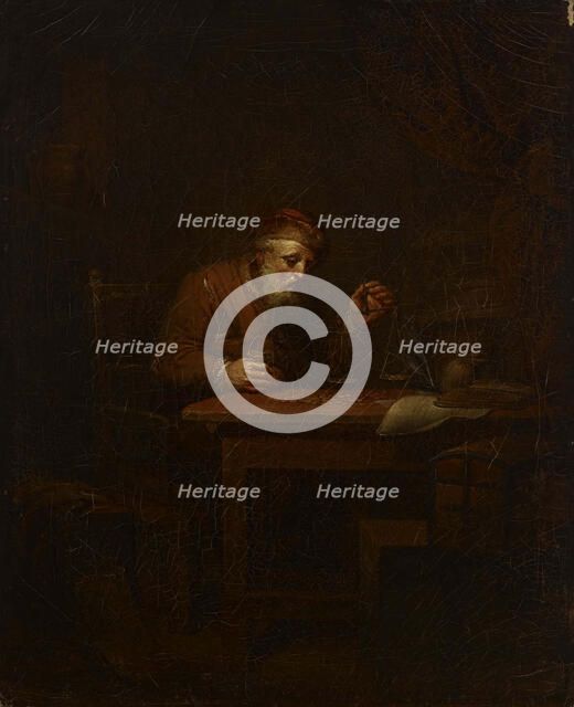 Old man weighing gold coins, 1810. Creator: Alexander Lauréus.