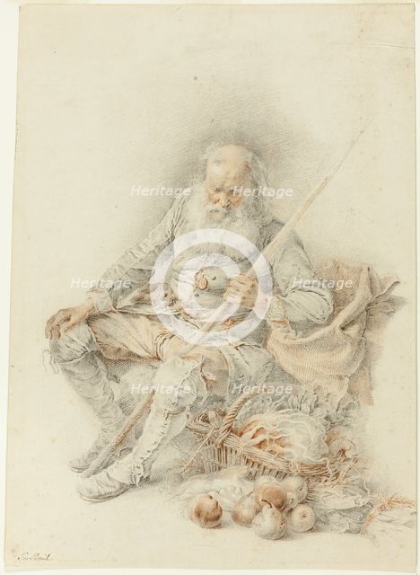 Old Man with a Basket of Fruit and Vegetables, 18th century. Creator: Jacques Andre Portail.