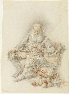 Old Man with a Basket of Fruit and Vegetables, 18th century. Creator: Jacques Andre Portail
