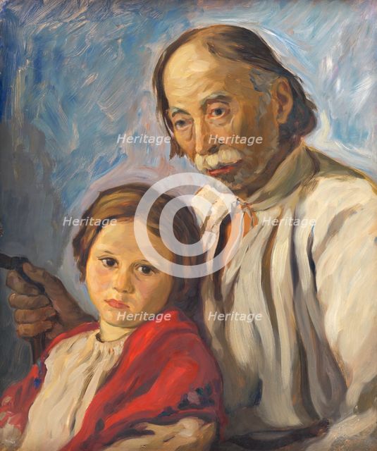 Old Man with a Granddaughter, 1939. Creator: Stefan Polkorab.