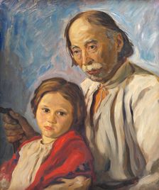 Old Man with a Granddaughter, 1939. Creator: Stefan Polkorab