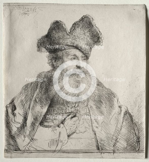 Old Man with a Divided Fur Cap, 1640. Creator: Rembrandt van Rijn (Dutch, 1606-1669).