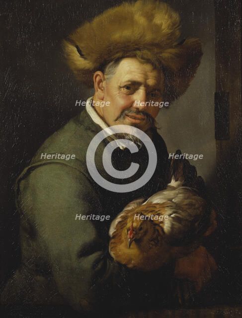 Old Man with a Hen, 1630. Creator: Hendrick Bloemaert.