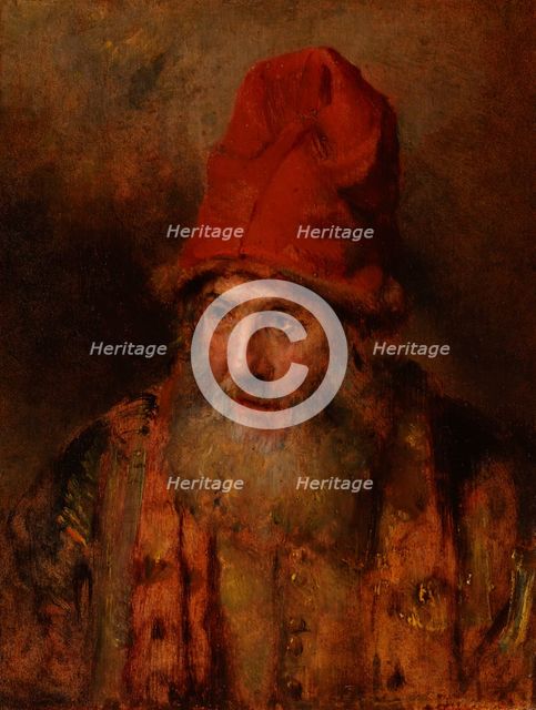 Old Man with a Tall, Fur-Edged Cap, about 1650. Creator: Rembrandt Harmensz van Rijn.