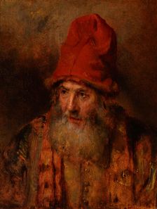 Old Man with a Tall, Fur-Edged Cap, about 1650. Creator: Rembrandt Harmensz van Rijn