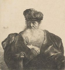 Old Man with Beard, Fur Cap, and Velvet Cloak, ca. 1631., ca. 1631. Creator: Rembrandt Harmensz van Rijn