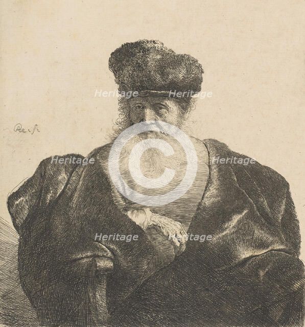 Old Man with Beard, Fur Cap, and Velvet Cloak, ca. 1631., ca. 1631. Creator: Rembrandt Harmensz van Rijn.