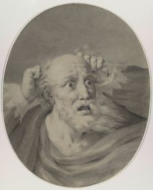 Old man with beard, scuffling his hair. Creator: Rehberg, Friedrich (1758-1835)