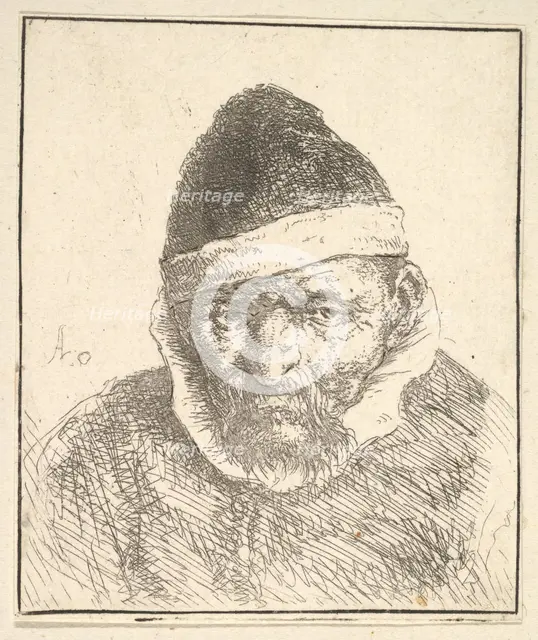 Old Man with White Collar and Pointed Hat, 1610-85. Creator: Adriaen van Ostade.