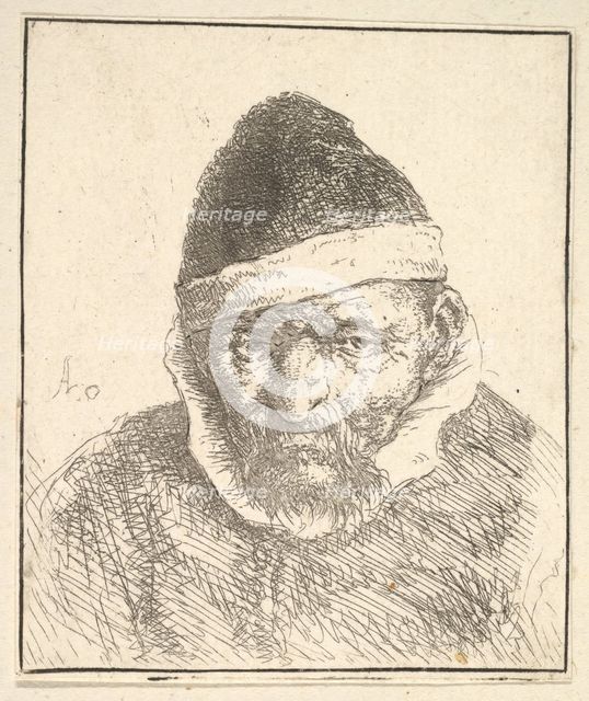 Old Man with White Collar and Pointed Hat, 1610-85. Creator: Adriaen van Ostade.