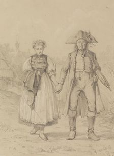 Old Man and Girl in Peasant Costume, 1857. Creator: Benjamin Vautier