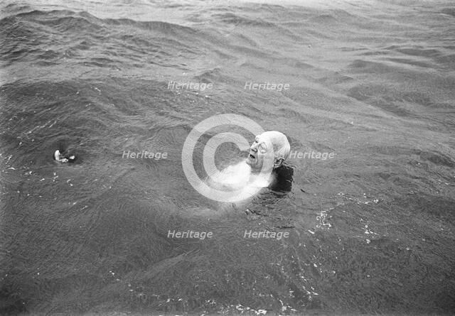Old man bathing in Öresund, Landskrona, Sweden 1966. Artist: Unknown