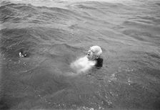 Old man bathing in Öresund, Landskrona, Sweden 1966. Creator: Unknown