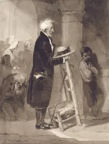 Old Man Before a Prie-Dieu, 1832. Creator: Nicolas-Toussaint Charlet